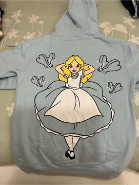Disney Light Blue Alice in Wonderland Hoodie with Yellow Accent